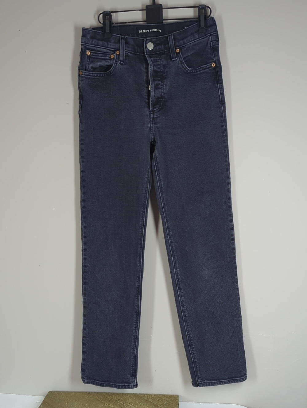 Denim Forum Alro High-Rise Straight Black Dark Wash Jeans